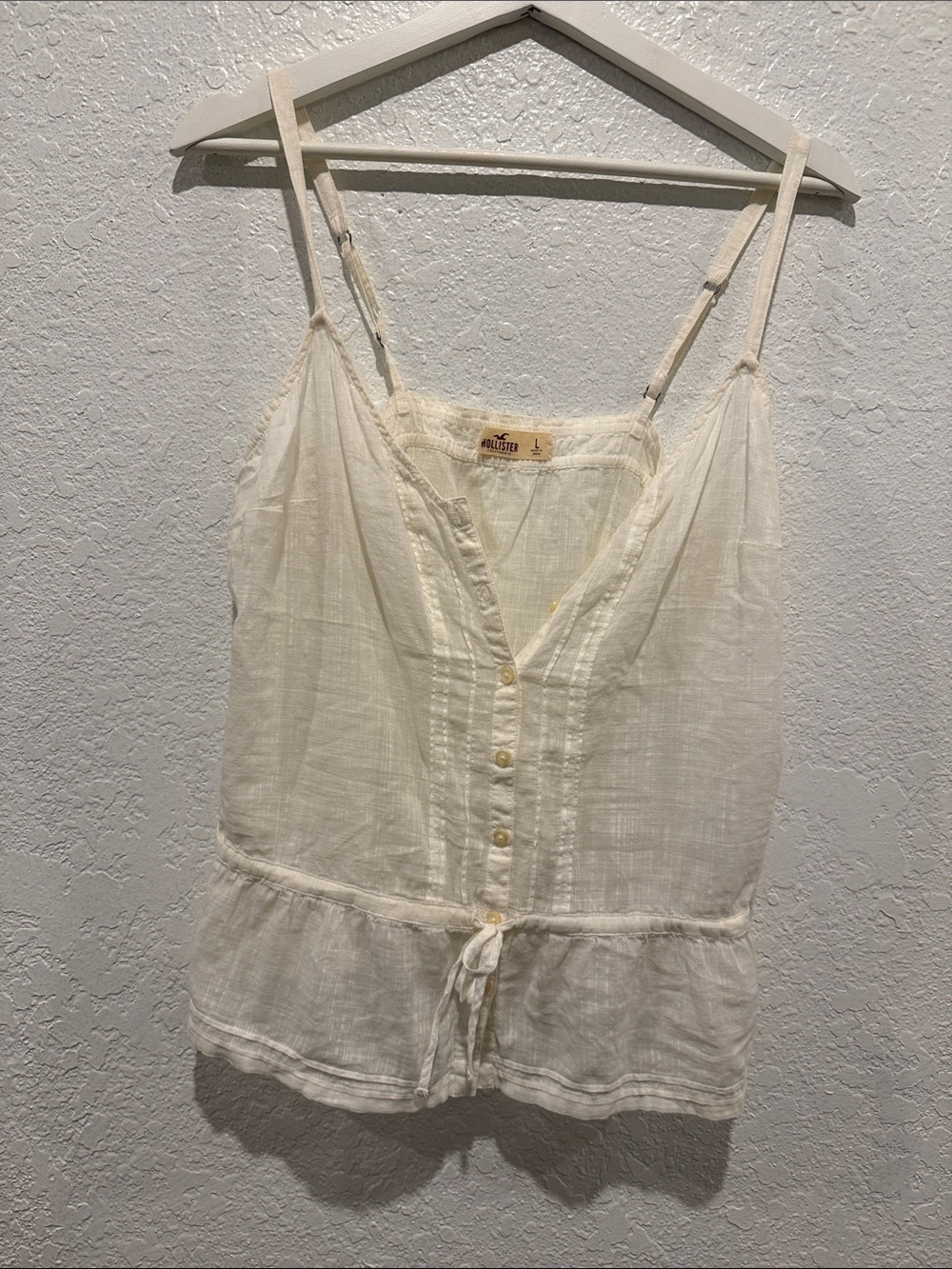 Hollister Cream Tie-Waist Linen-Blend Cami